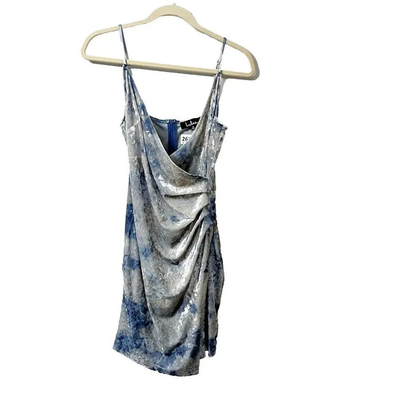 Lulus Womens Blue Velvet Tie Dye Burnout Bodycon Mini Dress Small Sleeveless - Picture 1 of 12